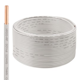 12AWG THHN Wire 200FT, Single Bare Copper Conductor with PVC and Nylon Insulation, 600V Rated, Heavy-Duty THHN Wire for Residential and Industrial Use (12 Gauge, 200 Feet)