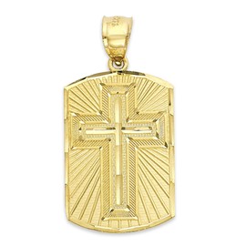 Solid 10k Gold Cross Medallion with Lord's Prayer in English