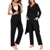 SWOMOG Maternity Nursing Robe Set 3 Piece Postpartum Breastfeeding Pajamas