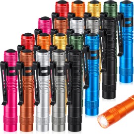 Hortsun 20 Pcs Mini Pen Light Flashlights Pocket Flashlights Pen with Clip Small LED Handheld Slim Torches for Christmas Gift Without Battery, 3.54 Inch (Multicolor)