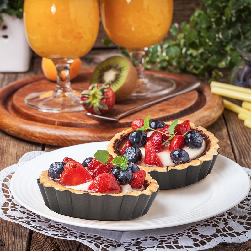 6 PCS Ø 10 cm Mini Tart Tins, 10×2 cm