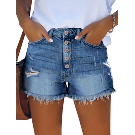 onlypuff Short Women Denim High Waisted Pocket Denim Shorts Summer Blue Small
