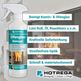 HOTREGA Ofenglas-Reiniger 500 ml, Kaminscheibenreiniger, Kaminreiniger, Glasreiniger