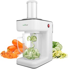 NutriChef Electric Vegetable Spiralizer – 3-Blade Zucchini Spiralizer Noodle Maker, Veggie Spiral Slicer for Healthy Zoodles, Salad, Pasta, & Garnishes – Dishwasher-Safe, Food-Grade Design