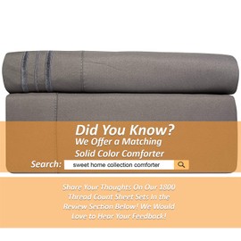 1800 Thread Count Sheet Set – Soft Egyptian Quality Brushed Microfiber Hypoallergenic Sheets – Luxury Bedding Set with Flat Sheet, Fitted Sheet, 2 Pillow Cases, Queen, Gray