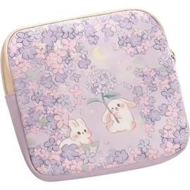 Bolsa de almacenamiento de toallas sanitarias, tampón de período de PU con diseño de dibujos animados para fácil organización, almohadilla sanitaria de viaje de privacidad