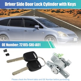 X AUTOHAUX 1 Set Door Lock Cylinder Set Kit with 2 Keys for Honda Odyssey 2005 2006 2007 2008 2009 2010 LH Front Left Driver Side Door Lock Set Tumbler with Key 72185-SHJ-A01 72185SHJA01
