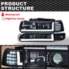 CNNELL LED Headlights Assembly Compatible with Chevy Silverado 1999-2002/ Suburban