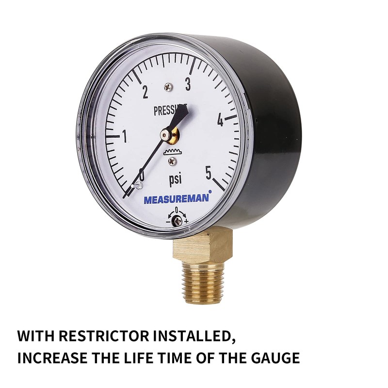 MEASUREMAN Diaphragm Type Capsule Low Pressure Gauge, 2-1/2" Dial, 1/4"