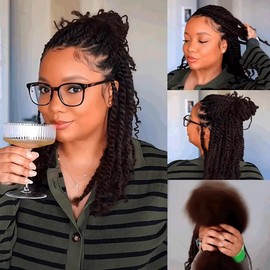 QVR Afro Kinkys Bulk Human Hair for Dreadlock Extensions Repair Locs 16 inch Dark Brown Color, Twist Braiding Afro Kinky Human Hair for Locs 1 Pack 50 Gram