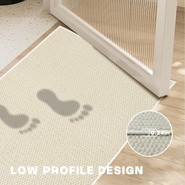 Yancorp 17"x48"Ultra Thin Bathroom Low Profile Long Bath Rug Fit Under Door Non Slip Runners,Machine Washable Shower,Quick Dry Door Mat Runner Rug Faux Jute Rug