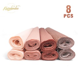 NICROLANDEE 8 Rolls Rose Gold Premium Crepe Paper Rolls for DIY Gift Wrapping Paper Crafts Birthday Wedding Holiday Paper Flower, 20 inches Wide by 6.56 ft Long, 4 Colors