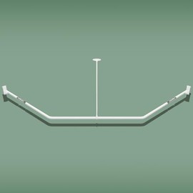 Naiture Neo-Angle Shower Curtain Rod Aluminum with Ceiling Support, 25" X 37" X 25", Matte White Finish