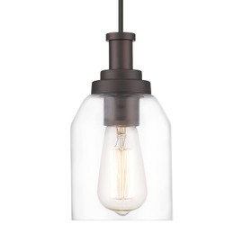 zeyu 1-Light Farmhouse Pendant Light, Modern Hanging Pendant Lighting with Clear Glass Shade, Oil Rubbed Bronze Finish, ZG33M1L ORB
