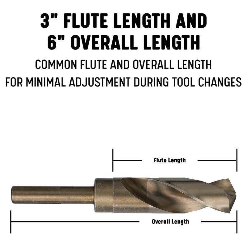 Drill America - DWDCO5/8 5/8" Reduced Shank Cobalt Drill Bit