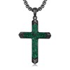 TwoAnts Black Cross Necklace 925 Sterling Silver Malachite Cross Pendant