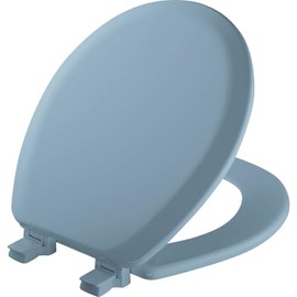 Mayfair 46EC 034 Molded Wood Toilet Seat with Lift-Off Hinges, Round, Sky Blue