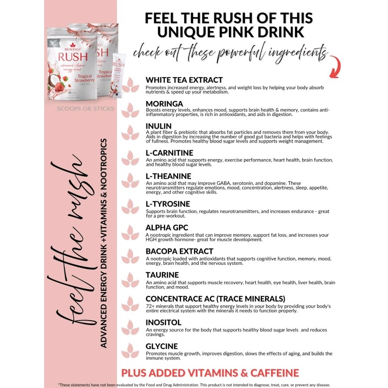 Bravenly Global Bravenly™ RUSH Variety Pack – Natural Energy +