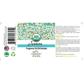US Organic Jasmin Fragrance Oil_Oil Soluble_USDA Certified Organic_for Candle, Soap Making, Shampoo, Conditioner, Body Oil, Body Butter, Craft, DIY Projects, and Small Businesses_2 fl oz