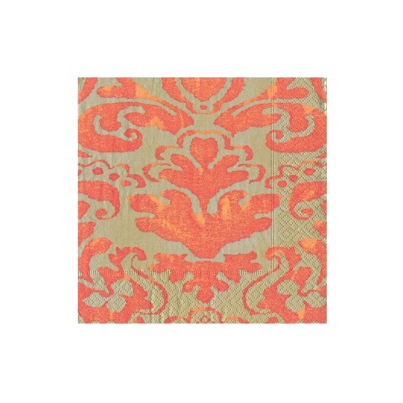 Caspari Palazzo Paper Party Cocktail Napkins in Coral, 20 Per