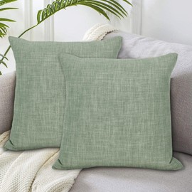 always4u Cushion Covers 18"*18" Inch for Sofa Set of 2 Home Decoration Linen-look Solid Colour Square Pillowcases Green 45x45 cm