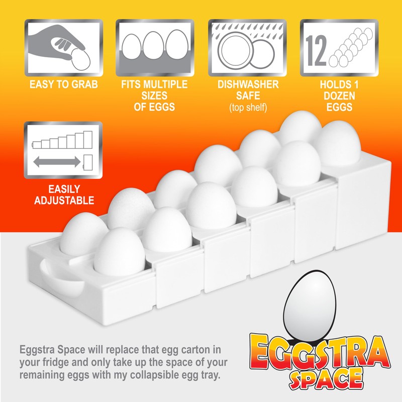 Think Up Designs Eggstra Space Egg Organizer for Refrigerator, Adjustable