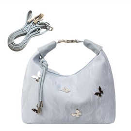 REAIJUNPIN Women Tote Handbags Butterfly Vegan Leather Shoulder Bags with Adjustable Strap Trendy Crossbody Purse (Blue)