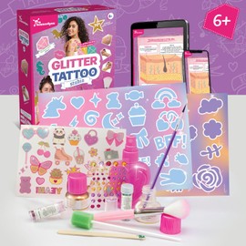 Science4you Glitter Tattoos for Kids Age 5 6 7 8 9+ – Kit of Glitter Temporary Tattoos for Kids with more than 70 Beauty Stickers of Tattoos, the perfect Party Gift for Girls Age 5 6 7 8 9+
