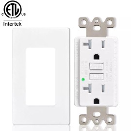kingsale4u GFI GFCI Outlet 15 Amp 20 Amp Wall Duplex Receptacle Non-TR/WR with Plate Indoor - 20 Amp, 1 Pack