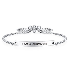 Kisseason I Am A Survivor Bracelet Adjustable Inspirational Bracelet for Women Men Jewelry Survivor Gifts
