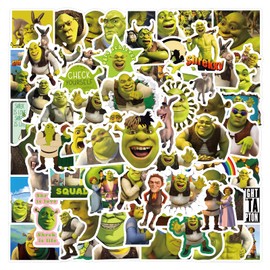 TUMAJI 120Pcs Cartoon Sherk Stickers, Funny Cartoon Movie Shek Stickers, Waterproof Vinyl Monster Decals for Laptop, Water Bottle, Tablet, Skateboard, Teens, Adults