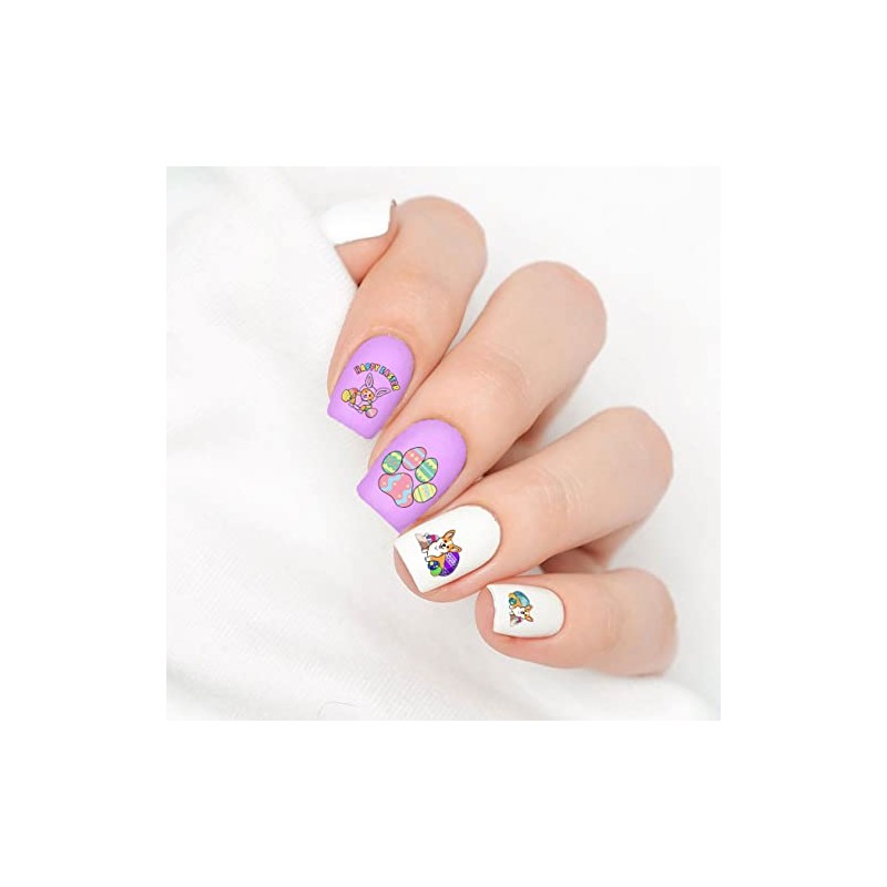 Corgie Easter Clear Water-Slide Nail Designs