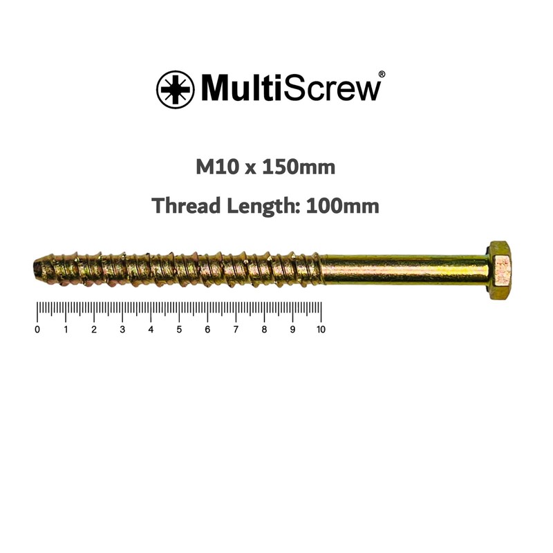 M10 (10mm) MultiScrew Masonry Concrete Anchor Screw Bolts with Hexagonal