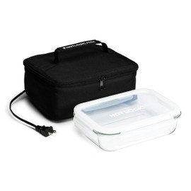 HotLogic 16801155-BLK Food Warming Tote Lunch Bag 120V with Glass Dish, Black