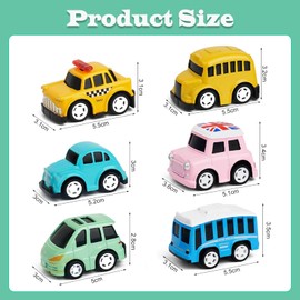 xlwen Metal Pull Back Toy Cars Pack of 6 Metal Pull Back Mini Toy Cars, Pull Back Small Cars, Car Toy Set for 3-12 Years Boys Girls, Colourful Small Gift for Children