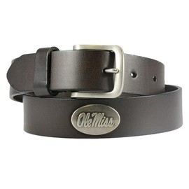 ZEP-PRO NCAA Mississippi Old Miss Rebels Leather Concho Belt, Brown, 32-inches