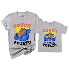Couch Potato Couch in Training Matching Dad and Me Father and Kids Baby Bodysuit Athletic Heather