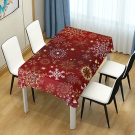 senya Mantel rectangular de copos de nieve blancos y dorados para cocina, comedor, fiesta, decoración del hogar, 60 pulgadas de ancho x 90 pulgadas de largo
