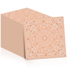 100pcs Western Bandana Napkins 3 Ply Disposable Paper Pack Wild West Paper Luncheon Dinner Hand Napkins Farm Cowboy Cowgirl Beverage Disposable Napkins for Rodeo Birthday Party