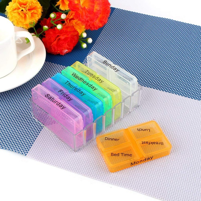 Jwthee Weekly Pill Organizer 4 Times A Day, Large Daily