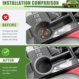 Qyebbk Upgrade Cup Holder Insert for 2014-2024 Toyota 4Runner Center Console Cupholder Coaster Liner Replaces Mat for 4 Runner Interior Accessories Black(Center Console Rear, 1PCS)