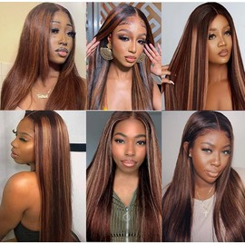 1B/30 Human Hair Bundles 30 32 34 Inch Highlight Bundles Human Hair Ombre Brown Straight Bundles Hair Weave Silky Soft Brazilian Unprocessed Bundles With Highlights Human Hair Bundles