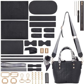 WADORN DIY PU Leather Shoulder Bag Making Kit, DIY Leather Shoulder Tote Bag Making Material Women Handicraft Crossbody Bag Making Tool Kit Handmade Craft Bag Making, Black