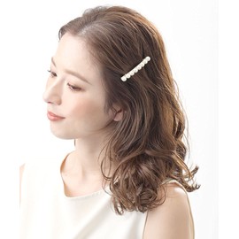Vingtaine H-217 Pearl Barrette, Small, Simple, Office, Hair Accessory, Wedding, After-party, Graduation Ceremony, Entrance Ceremony, Gold