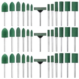 Mesee 39Pcs Rubber Polishing Bits Assorted Grinding Head Buffing Wheel 13 Sizes Buffer Abrasive Bits 3mm Mandrel Bullet Cylinder Disc Shaped Polishing Burrs Bit Kit for Dremel Rotary Tools - Green