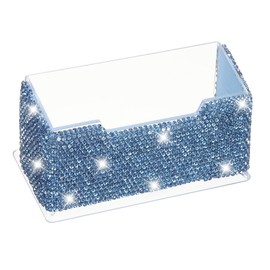 PATIKIL Rhinestone Business Card Holder, Crystal Business Card Holders Bling Business Card Organizer Display Stand for Desktop Desk Office Exhibition, Blue
