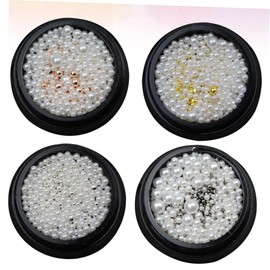 Mikinona 4pcs Diy Nail Pearls Stickers for Women Girls Multi-shaped Gems Nail Jewelry Set Art Material Kit