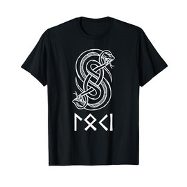 Loki Name in Norse Runes & Snake Symbol T-Shirt