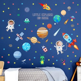 DECOWALL DSL-8058 Outer Space Wall Sticker Decals Decals Peel and Stick Removable for Nursery Bedroom Living Room Art murals Decorations