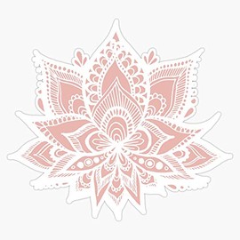 Evan Decals White Lotus Flower On Rose Gold Sticker Vinyl Bumper Sticker Decal Waterproof 5 inches EVAN-YOGA-STICKERS-485